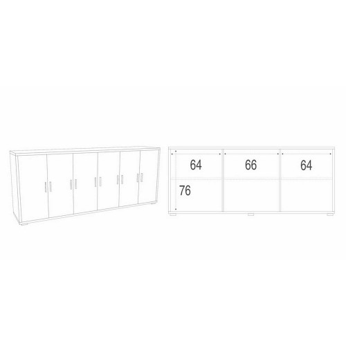Mobile Basso Bianco Nero Legno Armadio 6 Ante 200 TV Moderno Credenza
