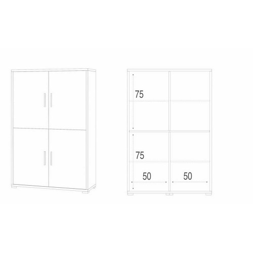 Armadio Bianco Noce Mobile 160 cm Credenza 4 Ante con Ripiani Soggiorno