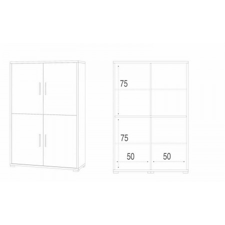 Armadio Bianco Noce Mobile 160 cm Credenza 4 Ante con Ripiani Soggiorno