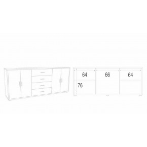 Credenza Armadio Cemento Bianco Basso 4 Ante 4 Cassetti in Legno Tv 2