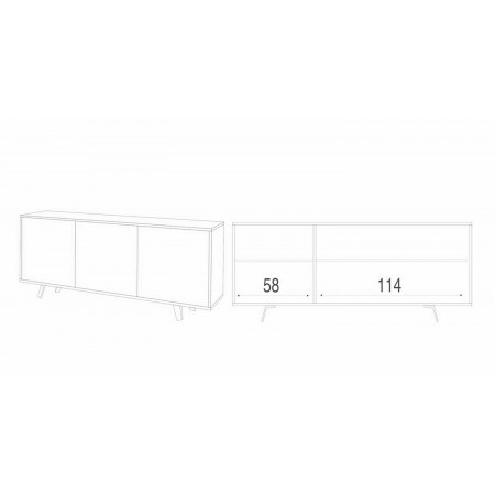 Mobile Armadio 3 Ante Grigio Cemento Marmo Contenitore Soggiorno Credenza