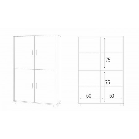 Credenza 4 Ante Armadio Bianco Cemento Mobile Buffet Ripiani Dispensa
