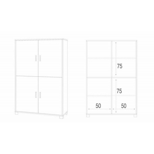 Mobile Credenza con 4 Ante Cemento Bianco Lucido Buffet Madia Soggiorno