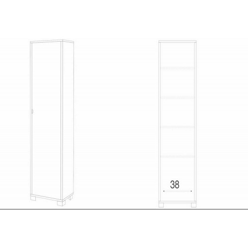 Armadio Colonna 1 Anta 190 Noce Ripiani Ufficio Mobile Multiuso Bagno