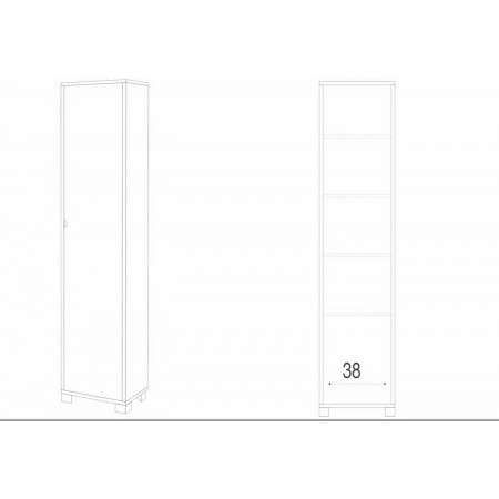 Armadio Colonna 1 Anta 190 Noce Nero con Ripiani Ufficio Mobile Multiuso