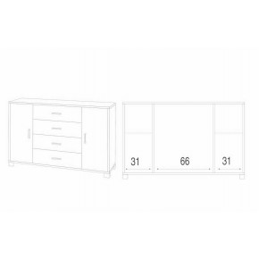 Credenza Nero Grigio 2 Ante 4 Cassetti Madia Mobile Contenitore Salotto 2