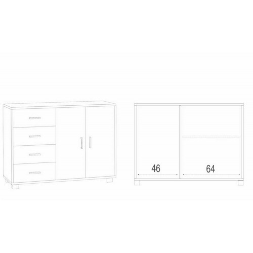 Madia Credenza Noce Mobile 2 Ante 4 Cassetti Contenitore Basso Salone