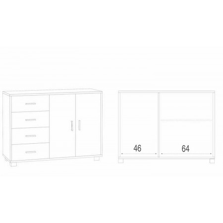Madia Credenza Noce Mobile 2 Ante 4 Cassetti Contenitore Basso Salone