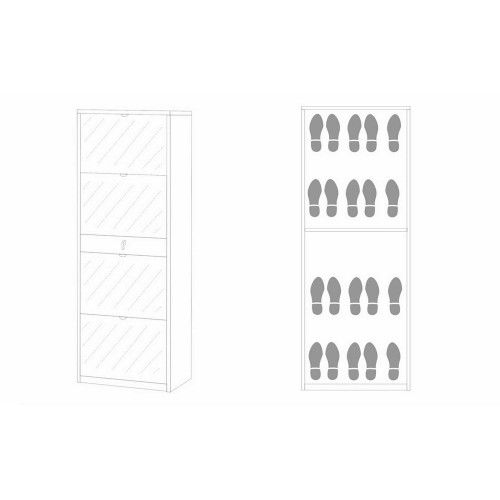 Scarpiera Slim Noce 4 Ante Ribalta Doppia con Cassetto Portascarpe Mobile