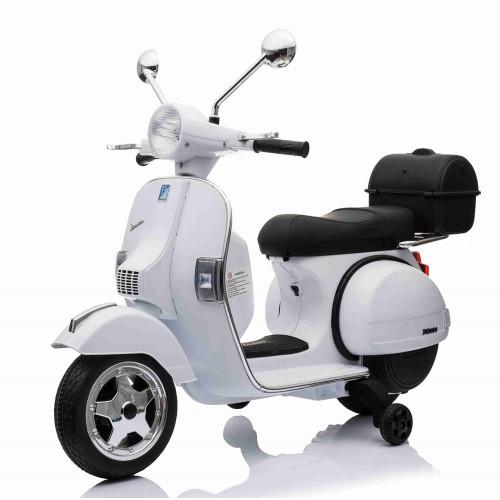 Piaggio Vespa PX 150 Bianca Moto Elettrica da Bambini Batteria 12 V