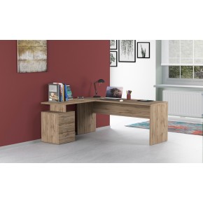Scrivania Angolare Grande Rovere da Ufficio Moderno con Cassettiera 2