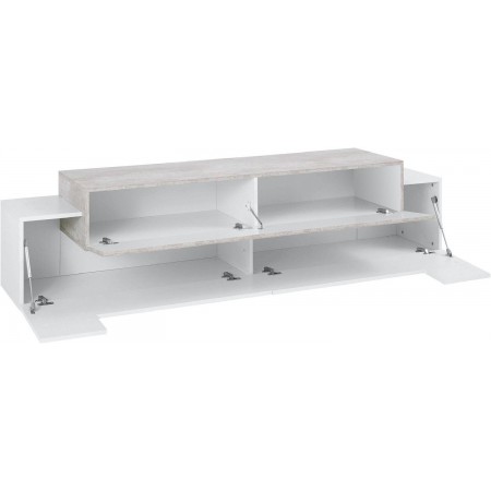 Credenza con Ante a Ribalta 200 Porta TV Bianco Cemento Basso Soggiorno