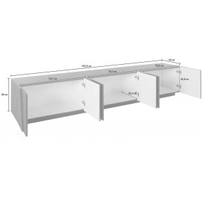 Mobile Moderno Cemento 240 Basso Porta TV Soggiorno Anta Battente Credenza 2