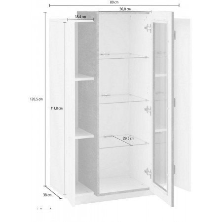 Vetrina Mobile da Ingresso con 3 Ante Design Moderno Bianco e Grigio