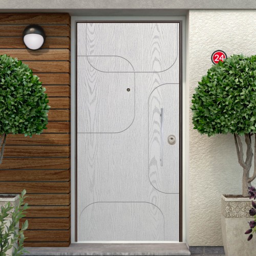 Porta Blindata di Sicurezza da Esterno con Pannello Bianco Squares