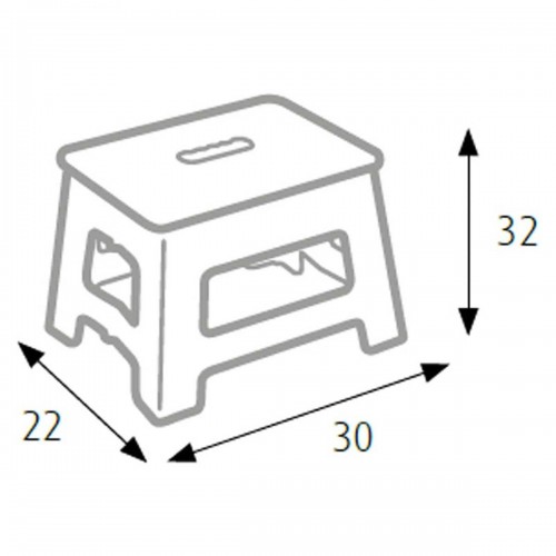 Sgabello Pieghevole Salvaspazio Grigio per la Casa Alto 32 cm in Plastica