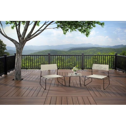 Salottino Elegante Set con Tavolo e 2 Poltrone per Giardino in Acciaio