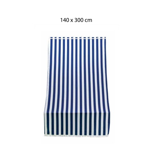 Tenda Righe Blu Parasole 140x300 a Soffitto con Anelli per Terrazzo