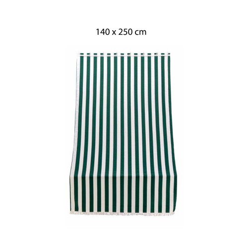 Tenda a Righe Parasole 140x250 Verde a Soffitto con Anelli per Terrazzo