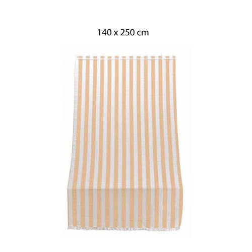 Parasole Tenda a Righe Beige 140x250 a Soffitto con Anelli per Terrazzo