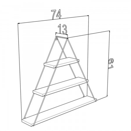 Scaffale a Muro con 3 Ripiani Triangolare Mensola Acciaio e Legno Bianco