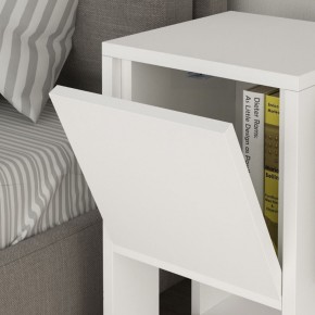 Comodino con Anta a Ribalta e Ripiano Bianco per Camera da Letto 2