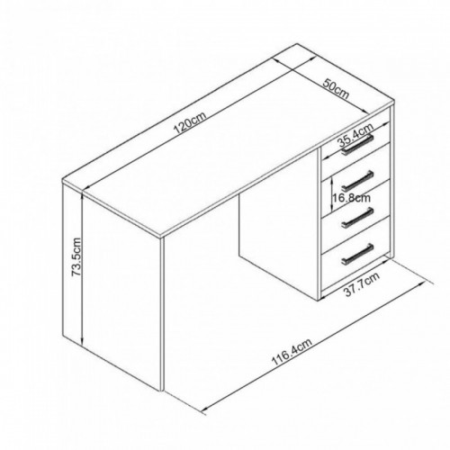 Scrivania Porta Pc per Ufficio Cameretta con Cassettiera in Legno Olmo