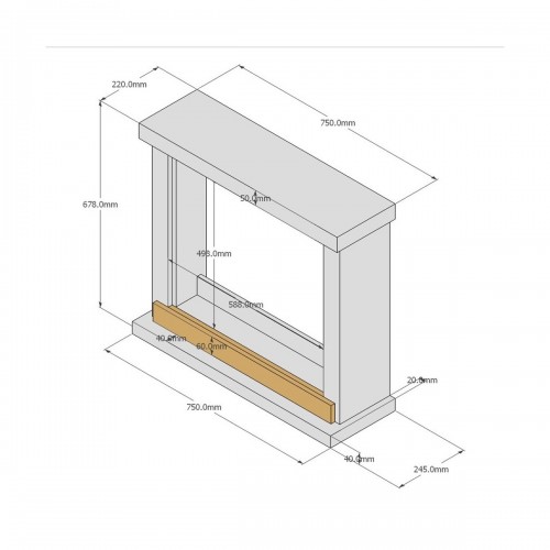 Cornice per Caminetto Elettrico Tagu Hagen Camino in Legno MDF Grigio