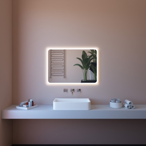 Specchio Retroilluminato da Bagno Rettangolare 100x70 a Led da Parete