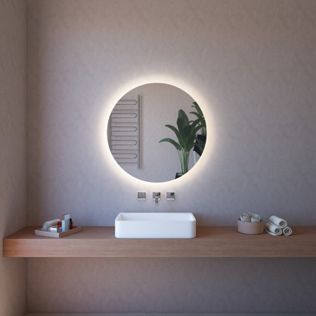 Specchio Rotondo Illuminazione Perimetrale Led 90 cm Moderno per Bagno