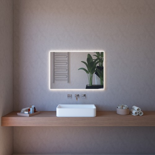 Specchio Retroilluminato Rettangolare 110x80 a Led da Parete da Bagno