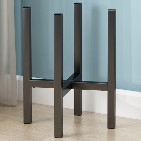 Base Porta Piante Nero in Metallo Portavaso e Fiori Regolabile da Interno