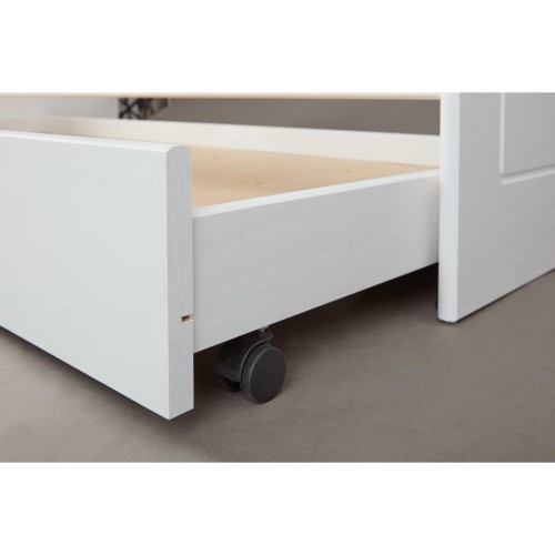 Letto Singolo Bianco Salvaspazio Mobile con Cassettone Estraibile 90x200