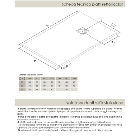 Piatto Doccia Bianco Rettangolare Ardesia Effetto Pietra Slim 70 80 90 100 120