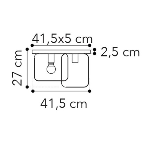 Plafoniera a Soffitto Bianca Intec Lampadina E27 Lampada a 2 Punti Luce