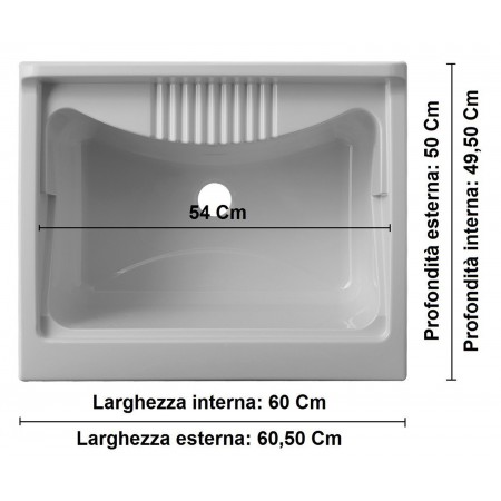 Mobile Lavatoio Rovere 60x50 cm per Interni Esterni Lavabo in Resina