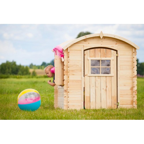 Casetta Timbela per Bambini in Legno con Veranda da Esterno e Giardino