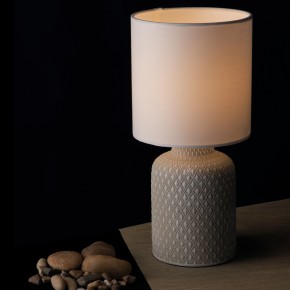 Luce da Tavolo in Ceramica Lampada con Paralume in Tessuto Grigio 2