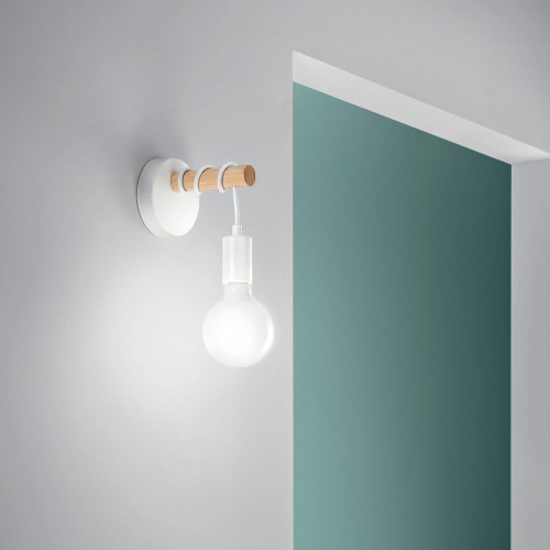 Applique da Interno in Legno e Metallo Lampada a Muro Design Moderno