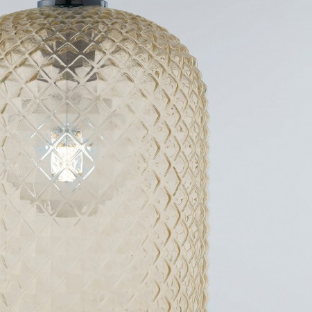 Lampadario a Sospensione in Vetro Cristallo Ambra Elegante Luce da Interno