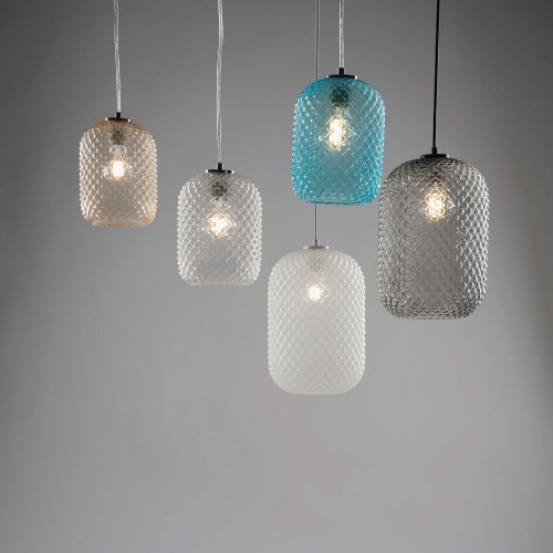 Luce in Vetro da Soffitto Lampadario di Cristallo Blu Elegante per Interno