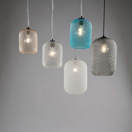 Luce in Vetro da Soffitto Lampadario di Cristallo Blu Elegante per Interno