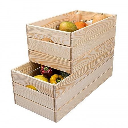 Scatola in Legno Organizzatore Frutta e Verdura Cassetta Impilabile
