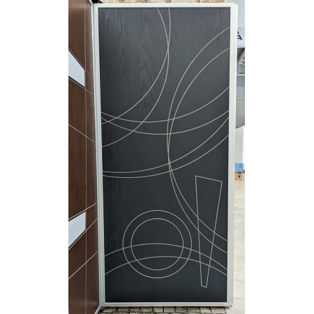 Porta Blindata per Esterno con Pannello Moderno Grigio Pantografato