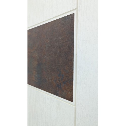 Pannello da Esterno in Vetroresina Bianco con Inserti Corten Noce