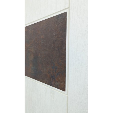 Portone Blindato per Esterno con Pannello Bianco e Inserti Corten
