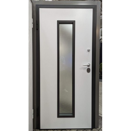 Portoncino con Vetro Porta Blindata per Esterno Pannello in Vetroresina Grigio | BricoShop24