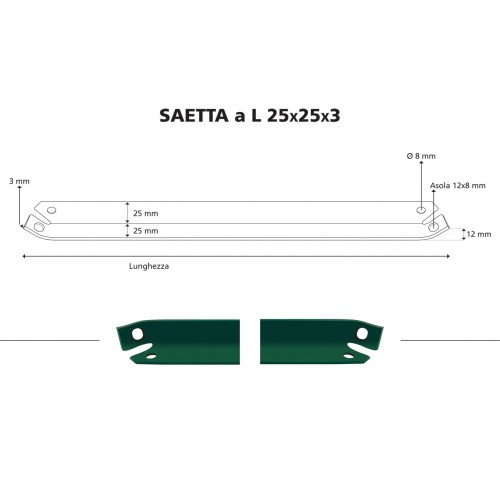 10 Saette a L 120 in Acciaio per Paletti Recinzione Pali 100 125 150