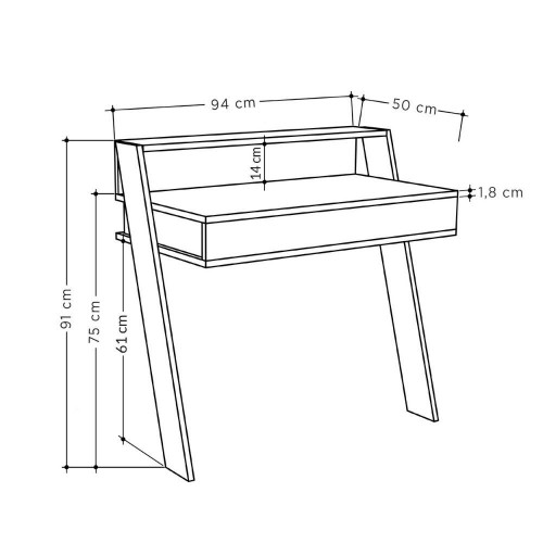Scrivania da Parete Tortora 94x50 cm per Ufficio Coworking Bordi PVC
