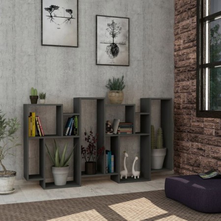 Libreria Bifacciale Antracite Moderna Design per Arredamento Interni